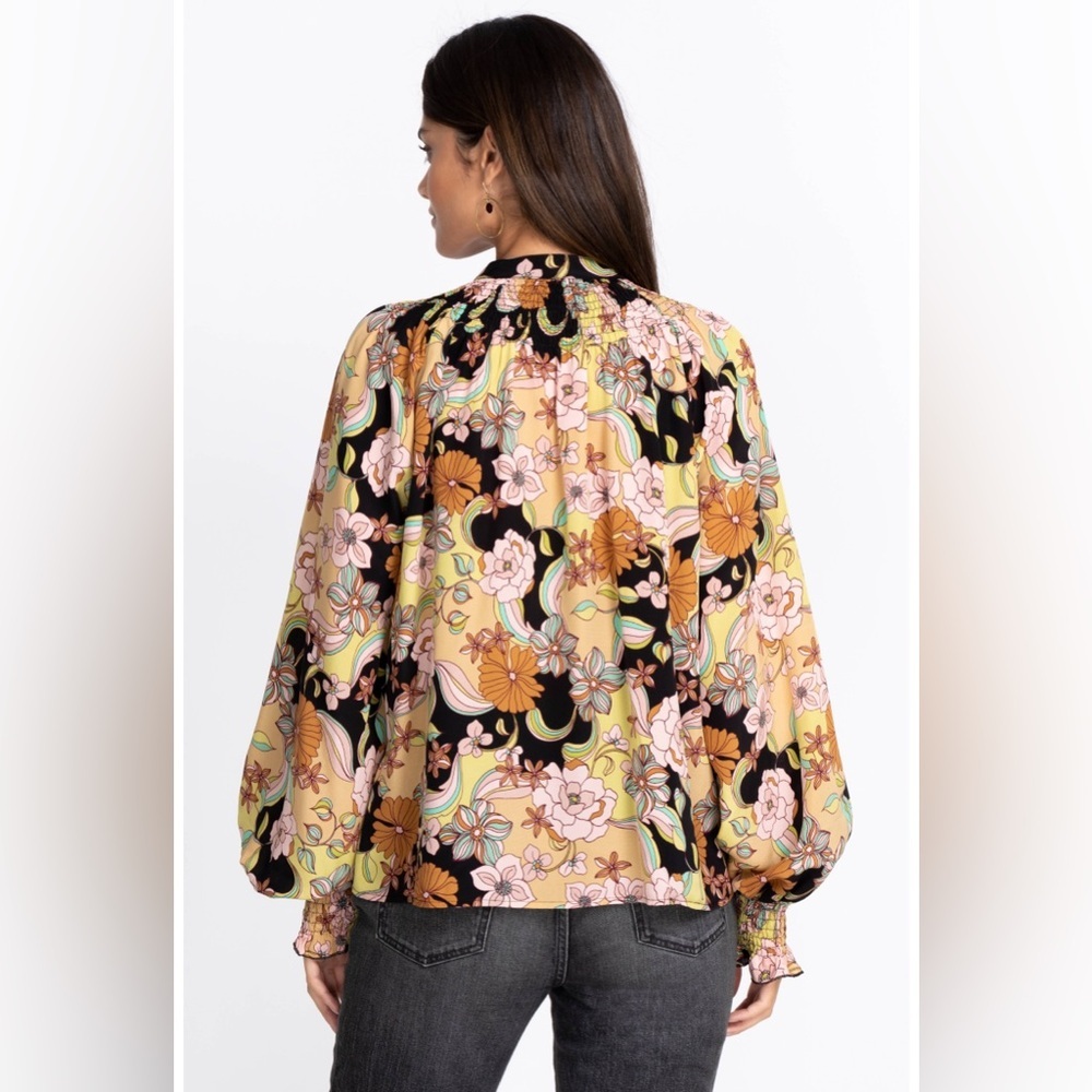 Johnny Was Love Diana Silk Floral Long Sleeve Blouse Boho Chic Size S - Picture 4 of 16